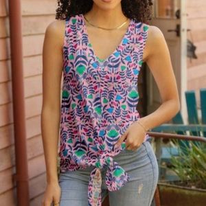 Floral tank, tie front